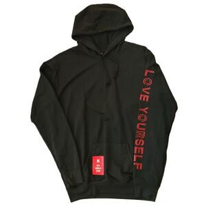 BTS K-Pop Unisex Love Yourself Hoodie Size Medium Black Long Sleeve